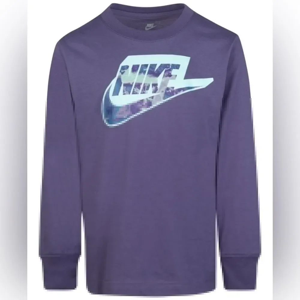 Nike Little Boys Futura Printed T-shirt size 7 Long Sleeve T-shirt Canyon Purple